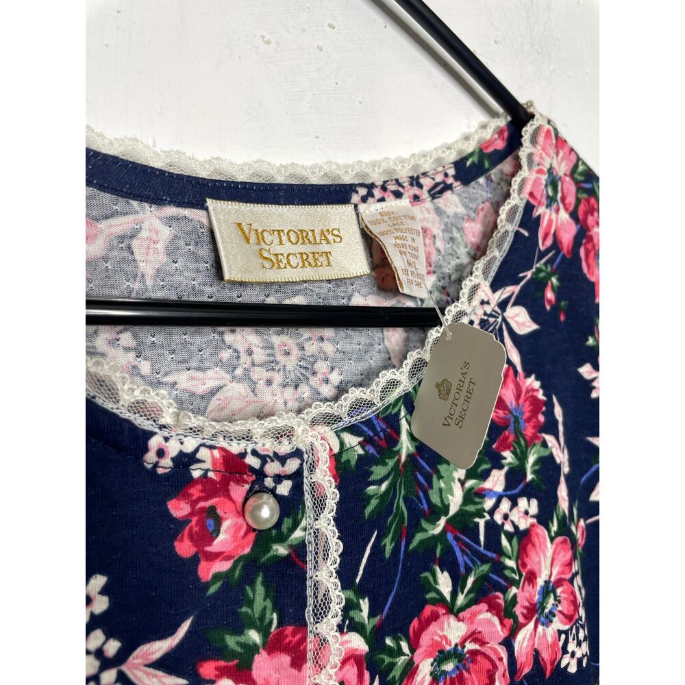 NEW DEADSTOCK GOLD LABEL Victorias Secret Sleep Dress Floral M/L 100% Cotton - Picture 3 of 9
